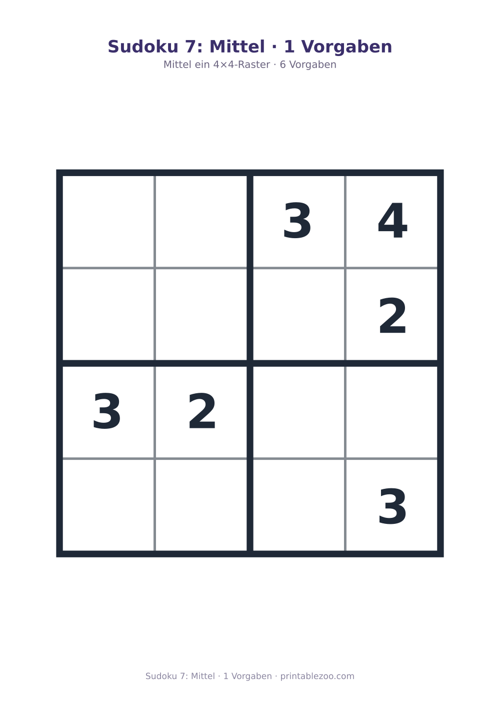 Sudoku 7: Mittel · 1 Vorgaben als druckfertige Vorschau, Katalognummer 230107