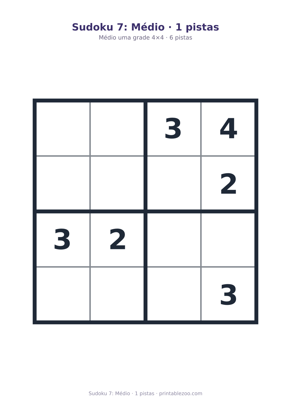 Prévia pronta para imprimir: Sudoku 7: Médio · 1 pistas, catálogo nº 230107