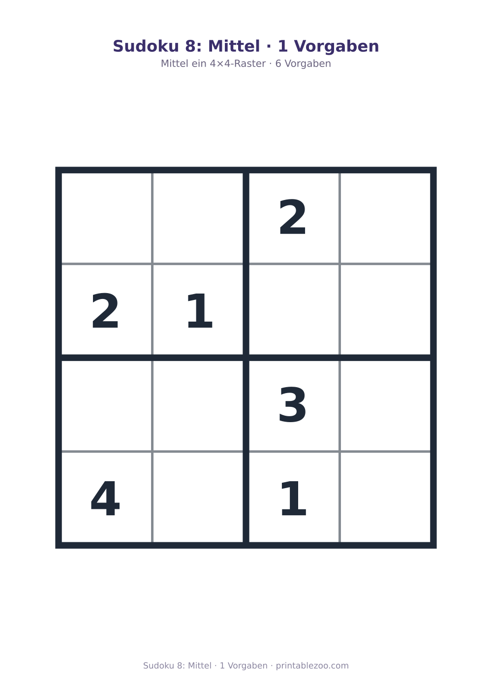 Sudoku 8: Mittel · 1 Vorgaben als druckfertige Vorschau, Katalognummer 230108
