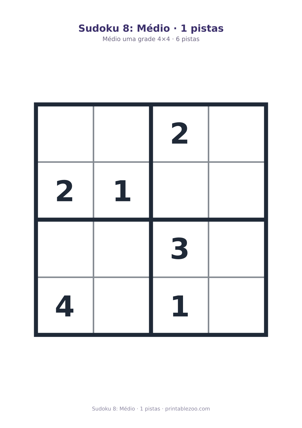 Prévia pronta para imprimir: Sudoku 8: Médio · 1 pistas, catálogo nº 230108