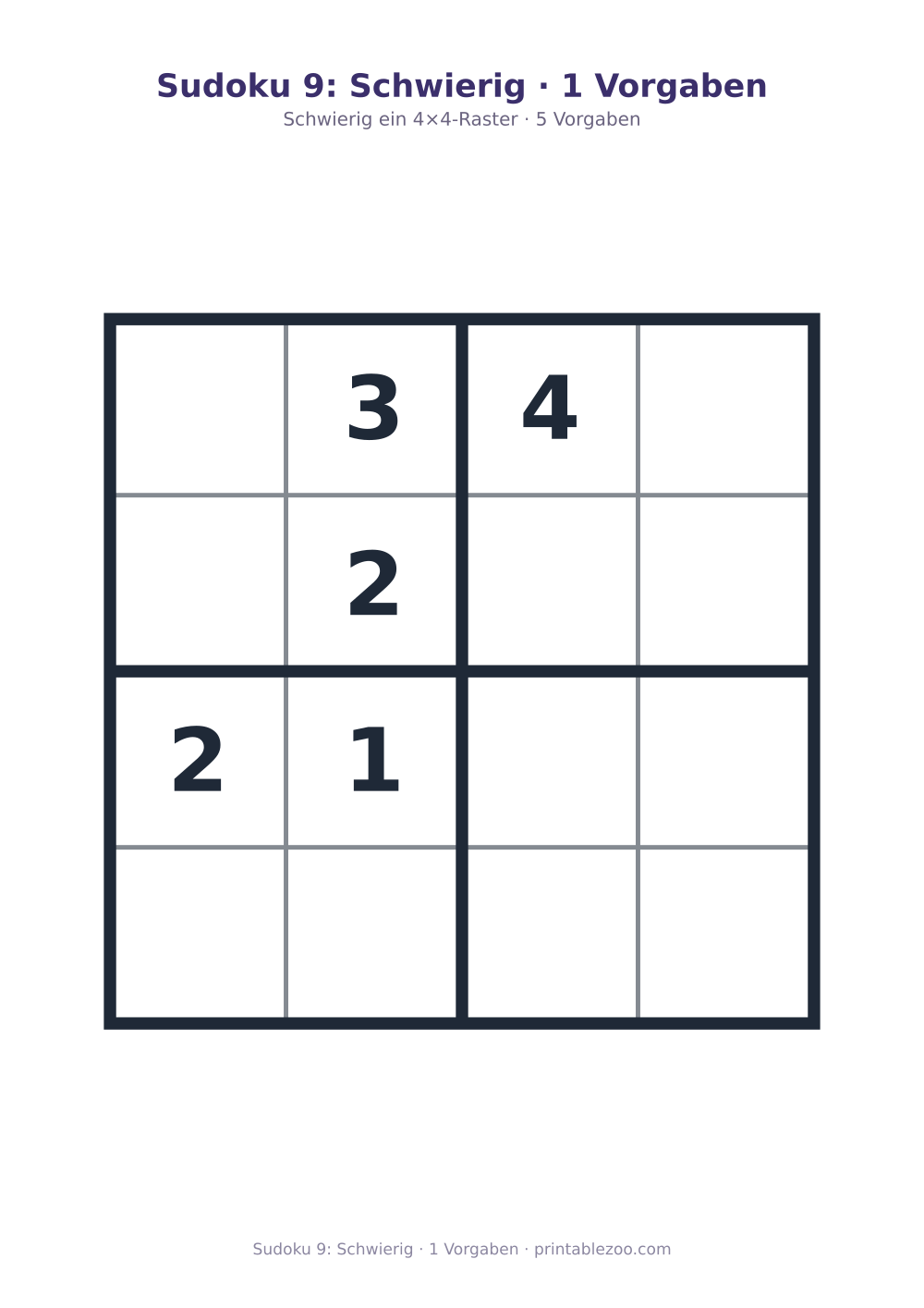 Sudoku 9: Schwierig · 1 Vorgaben als druckfertige Vorschau, Katalognummer 230109