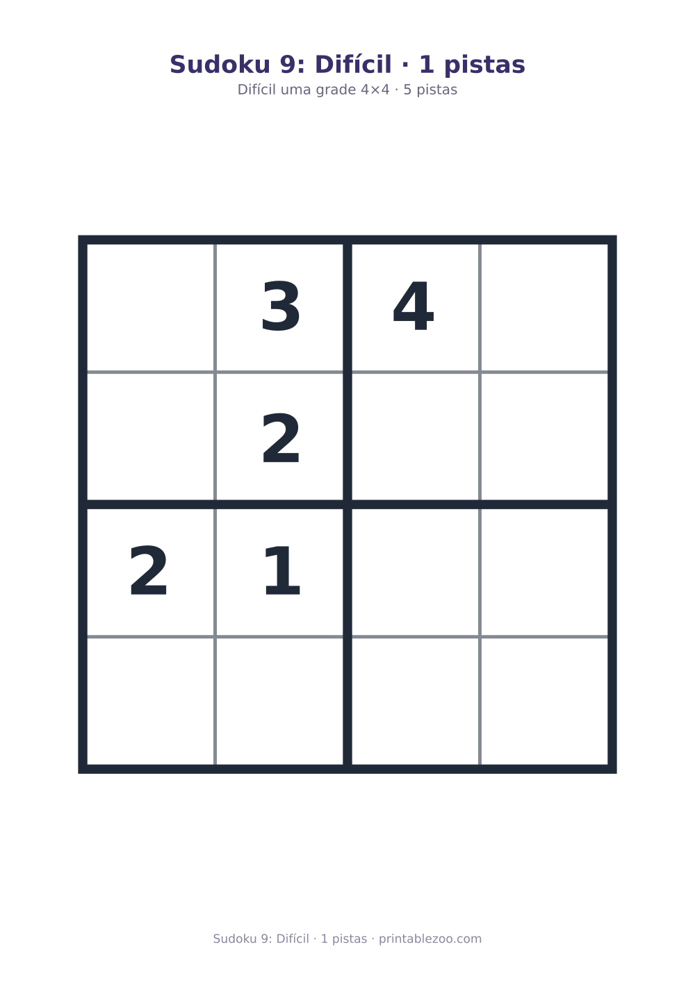 Prévia pronta para imprimir: Sudoku 9: Difícil · 1 pistas, catálogo nº 230109