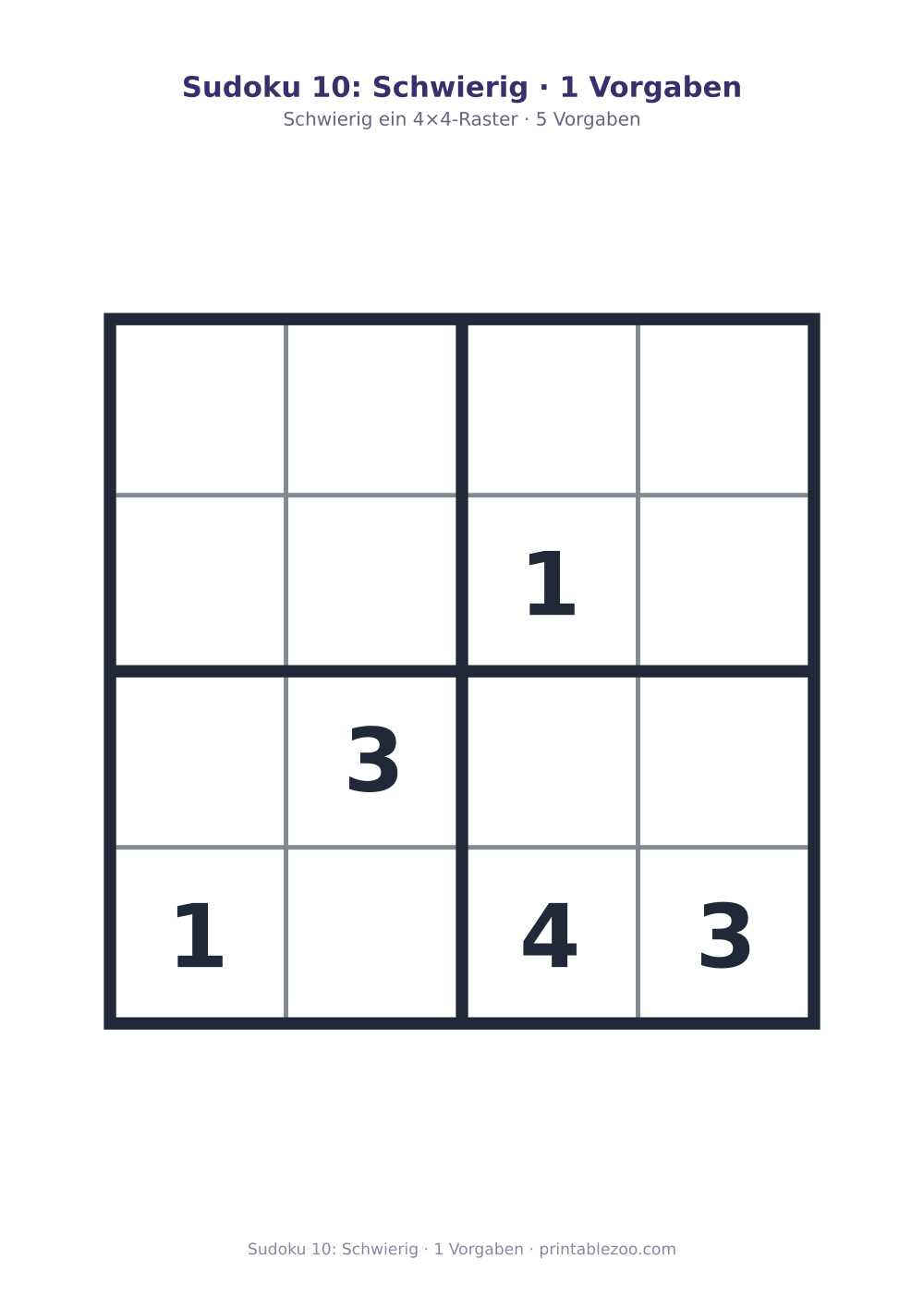 Sudoku 10: Schwierig · 1 Vorgaben als druckfertige Vorschau, Katalognummer 230110