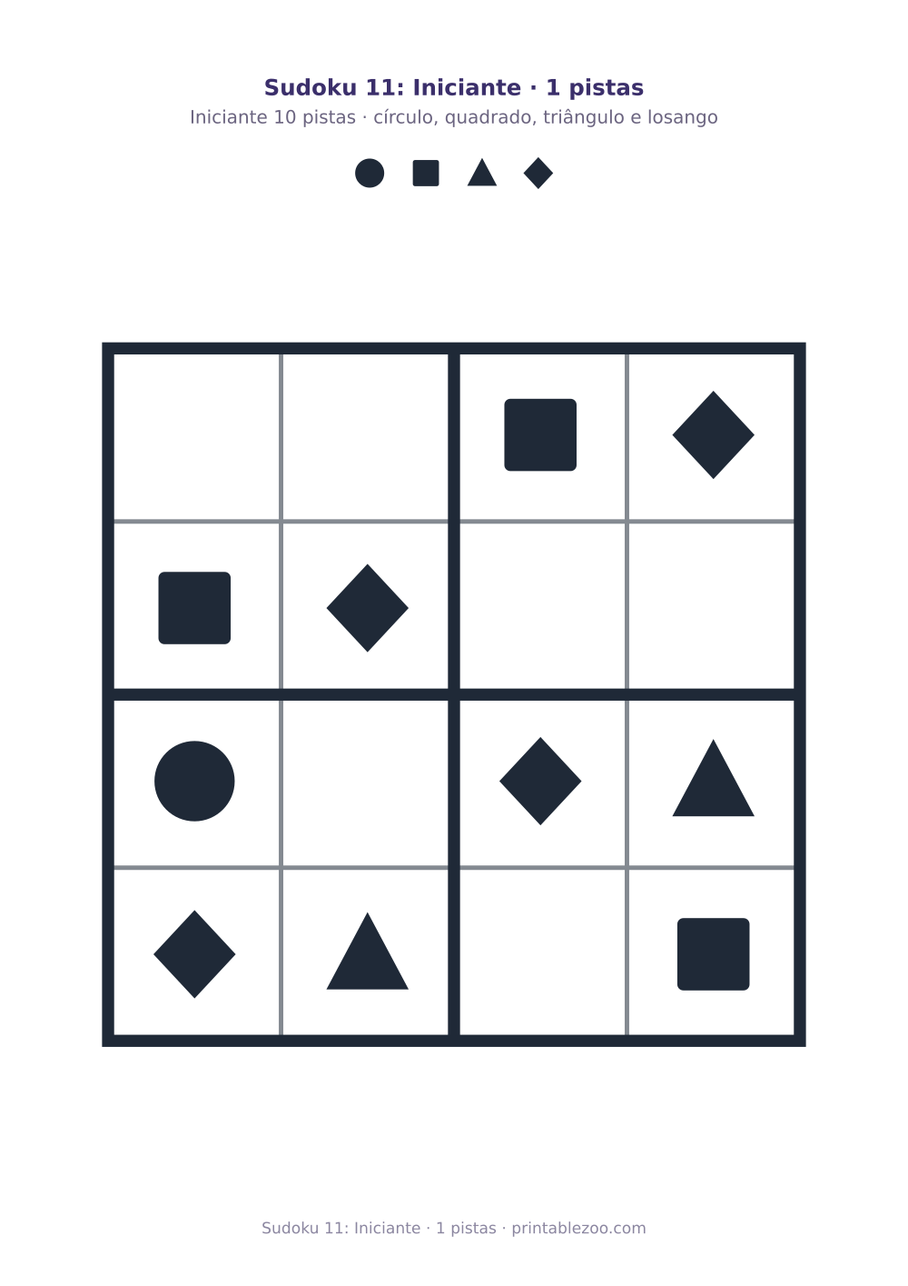 Prévia pronta para imprimir: Sudoku 11: Iniciante · 1 pistas, catálogo nº 230111