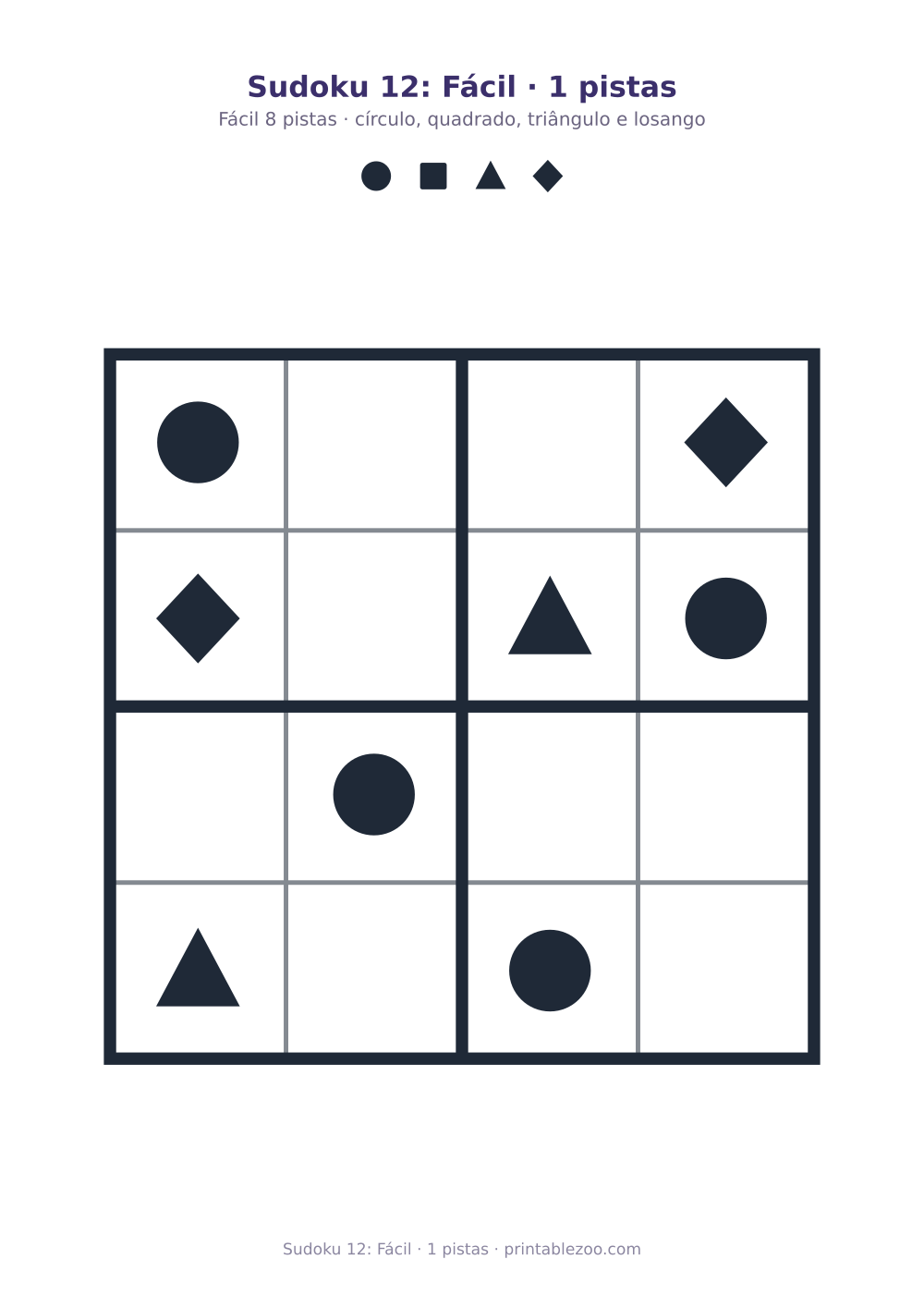 Prévia pronta para imprimir: Sudoku 12: Fácil · 1 pistas, catálogo nº 230112