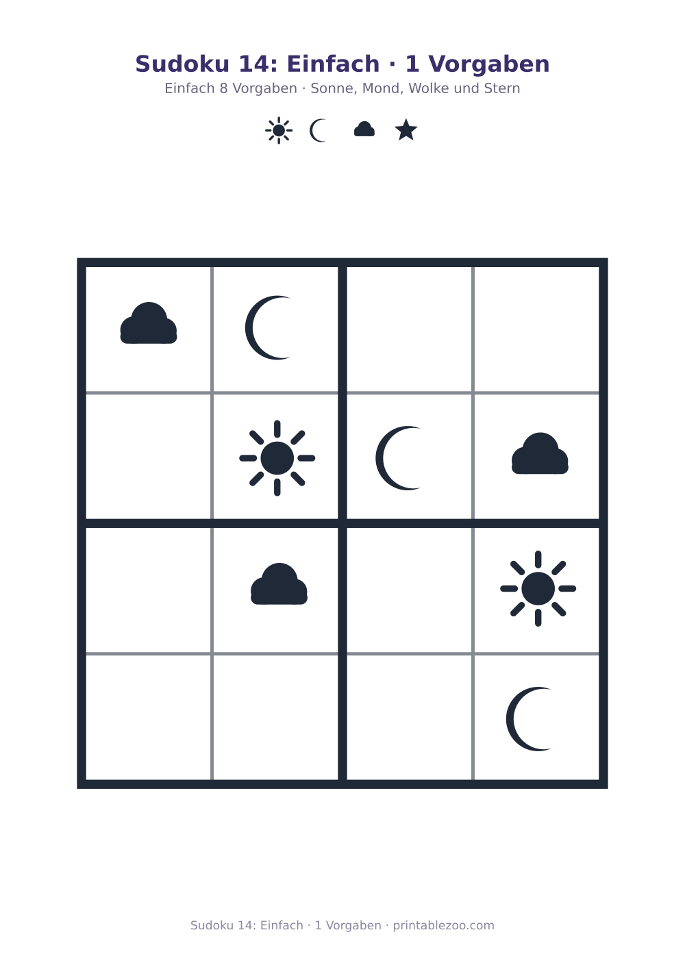 Sudoku 14: Einfach · 1 Vorgaben als druckfertige Vorschau, Katalognummer 230114