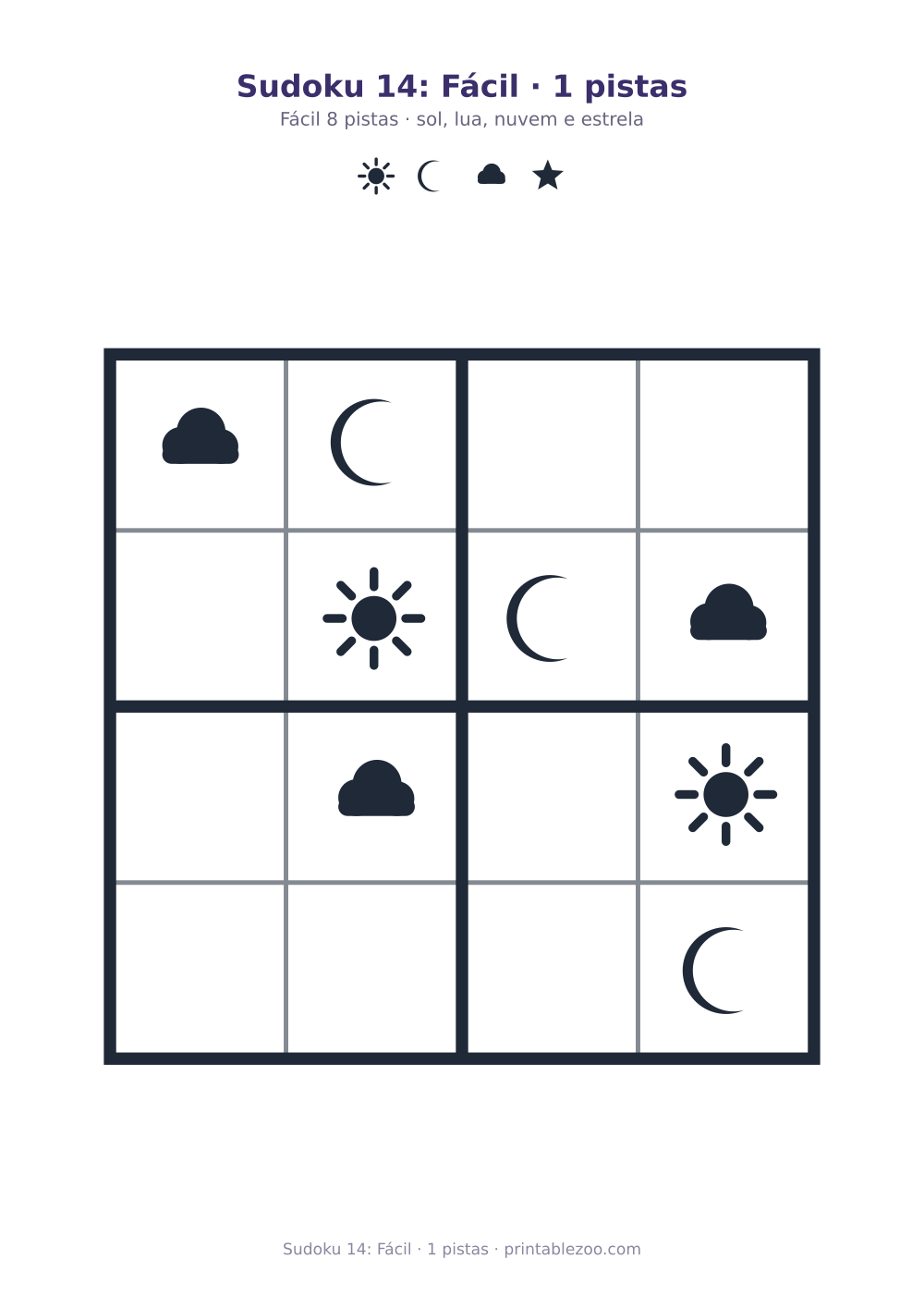 Prévia pronta para imprimir: Sudoku 14: Fácil · 1 pistas, catálogo nº 230114