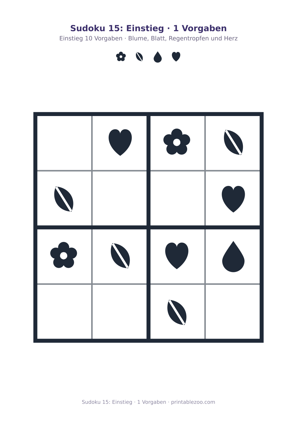 Sudoku 15: Einstieg · 1 Vorgaben als druckfertige Vorschau, Katalognummer 230115
