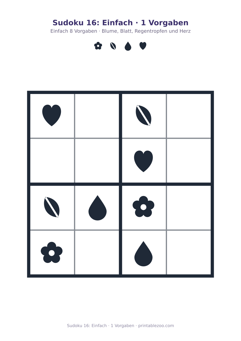 Sudoku 16: Einfach · 1 Vorgaben als druckfertige Vorschau, Katalognummer 230116