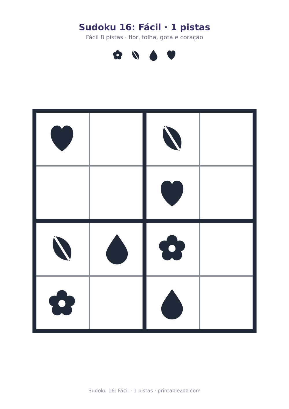Prévia pronta para imprimir: Sudoku 16: Fácil · 1 pistas, catálogo nº 230116