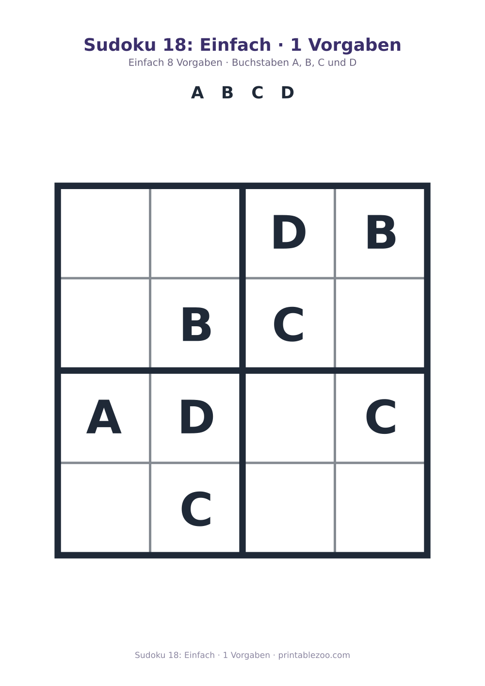 Sudoku 18: Einfach · 1 Vorgaben als druckfertige Vorschau, Katalognummer 230118