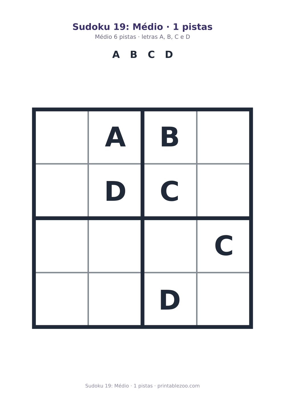 Prévia pronta para imprimir: Sudoku 19: Médio · 1 pistas, catálogo nº 230119