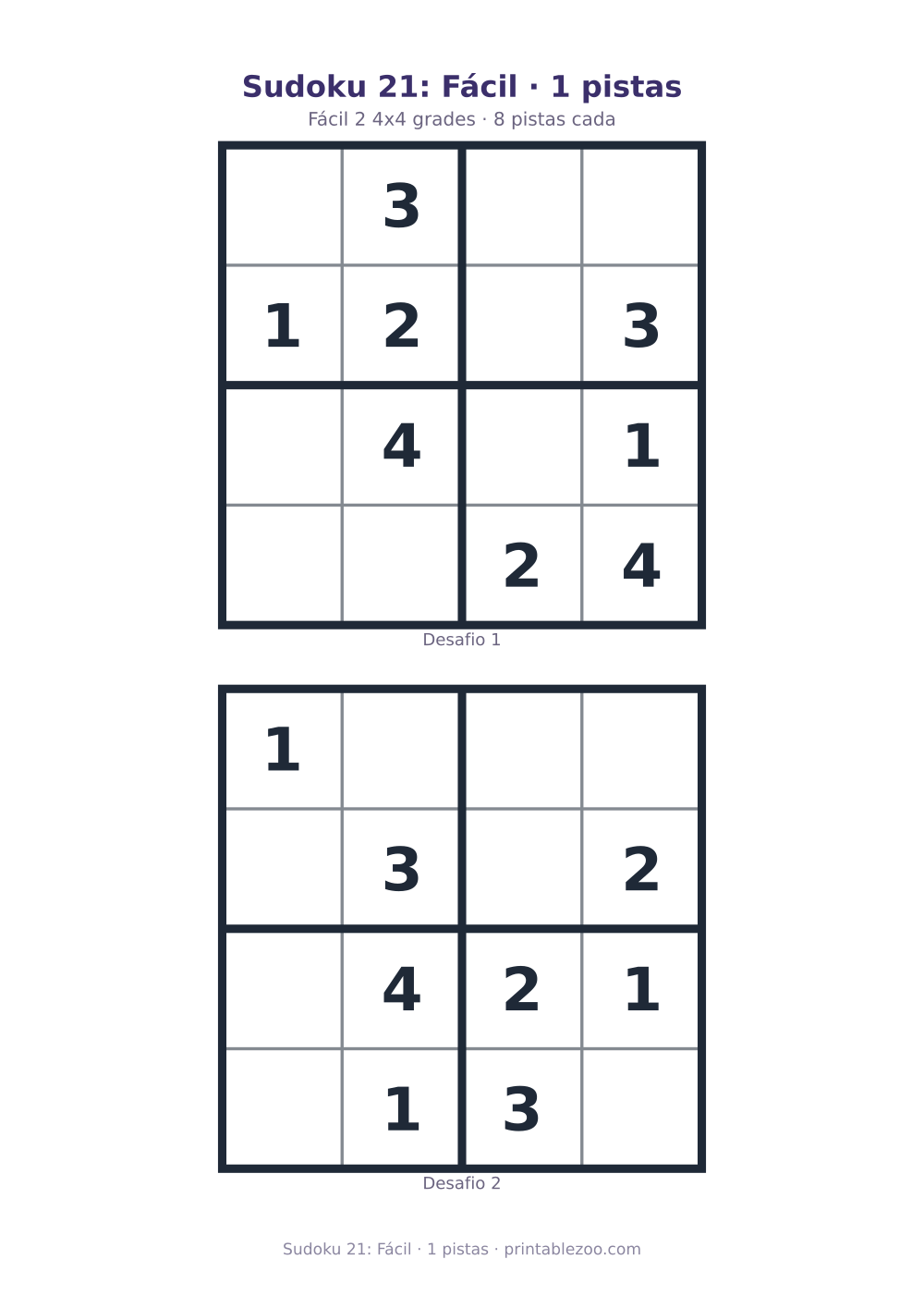 Prévia pronta para imprimir: Sudoku 21: Fácil · 1 pistas, catálogo nº 230121