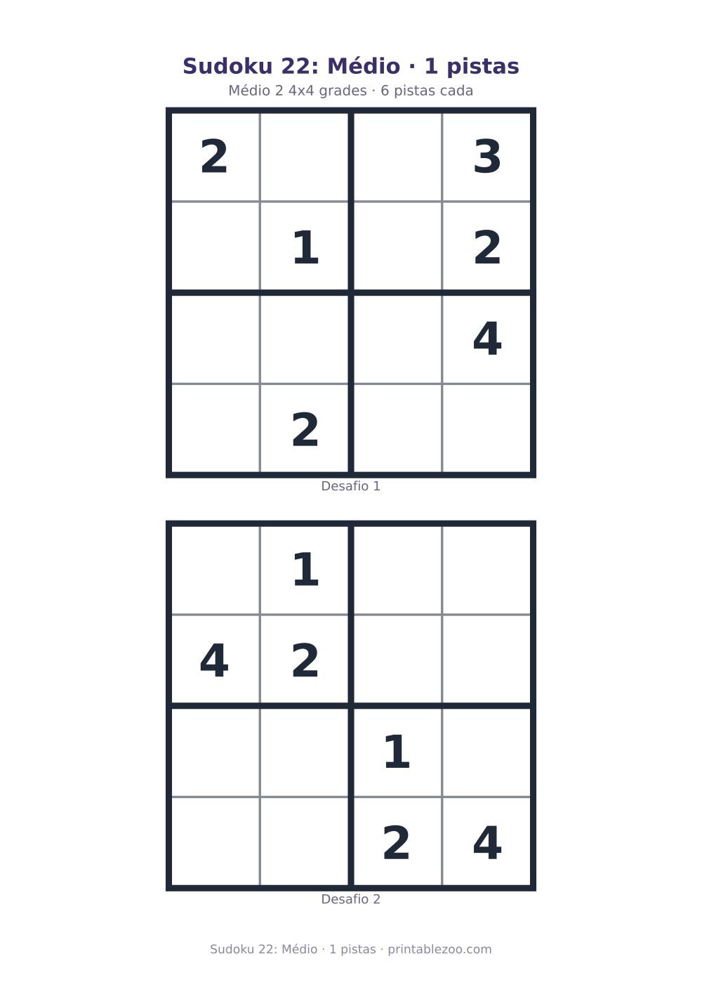 Prévia pronta para imprimir: Sudoku 22: Médio · 1 pistas, catálogo nº 230122