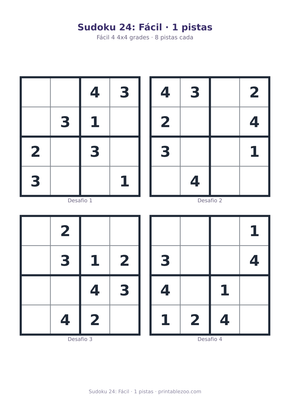 Prévia pronta para imprimir: Sudoku 24: Fácil · 1 pistas, catálogo nº 230124