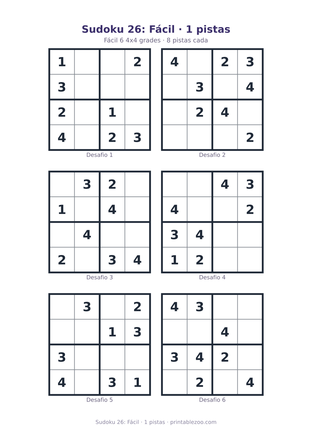 Prévia pronta para imprimir: Sudoku 26: Fácil · 1 pistas, catálogo nº 230126
