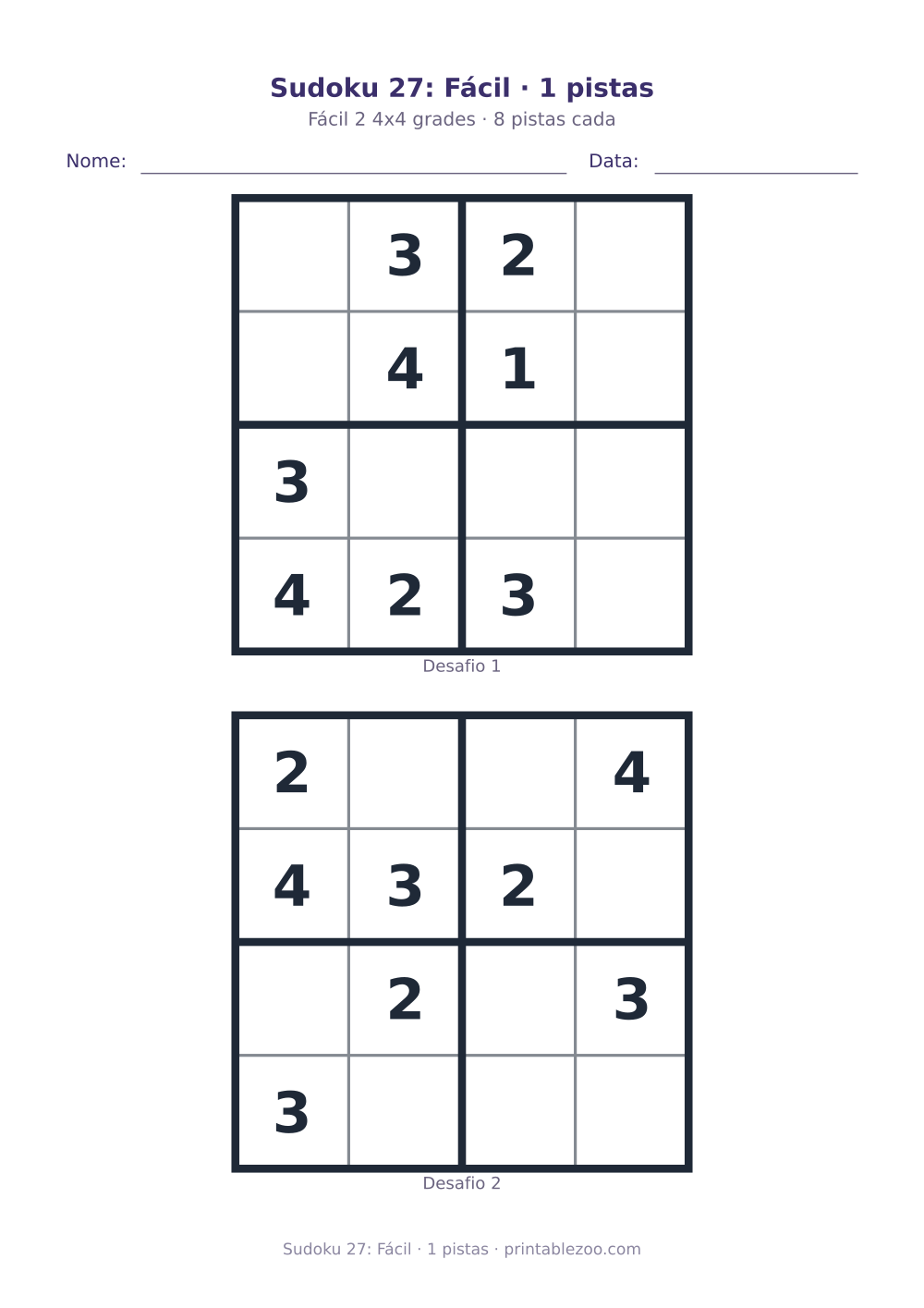 Prévia pronta para imprimir: Sudoku 27: Fácil · 1 pistas, catálogo nº 230127