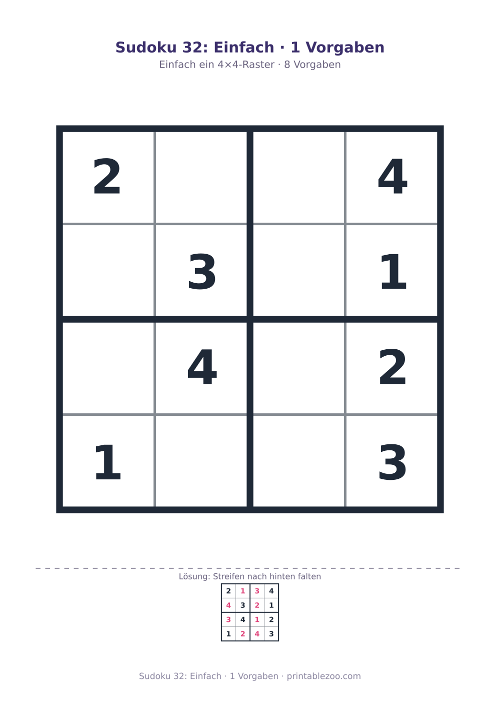 Sudoku 32: Einfach · 1 Vorgaben als druckfertige Vorschau, Katalognummer 230132