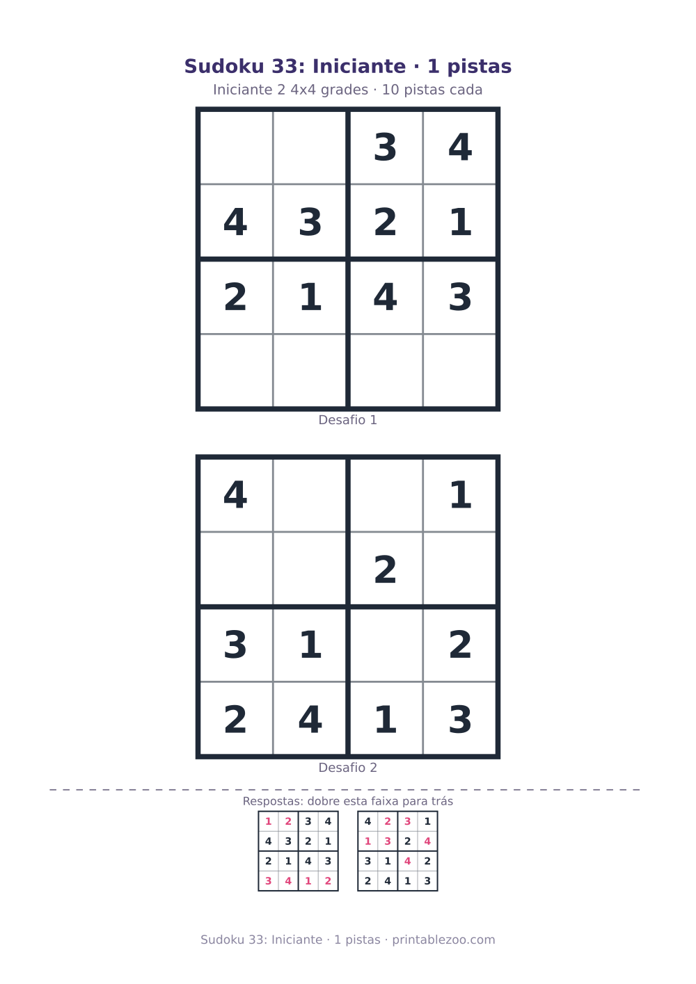 Prévia pronta para imprimir: Sudoku 33: Iniciante · 1 pistas, catálogo nº 230133