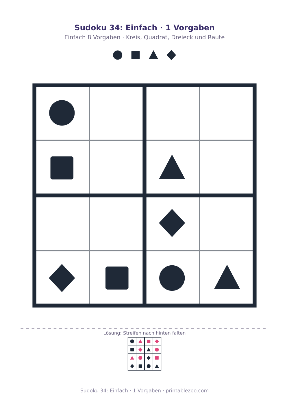 Sudoku 34: Einfach · 1 Vorgaben als druckfertige Vorschau, Katalognummer 230134