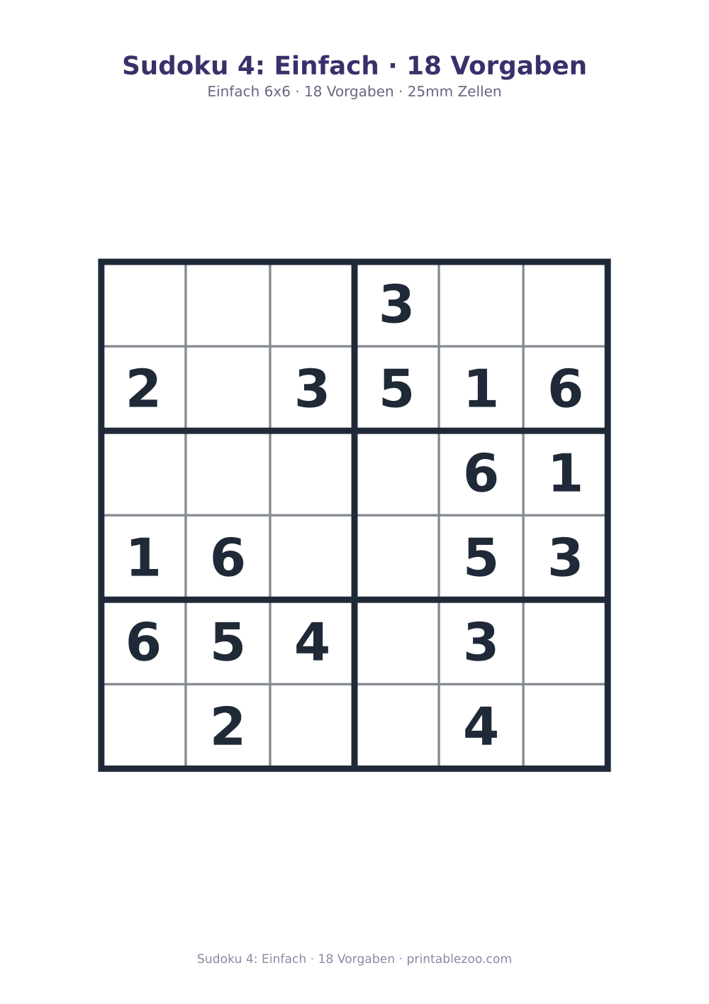 Sudoku 4: Einfach · 18 Vorgaben als druckfertige Vorschau, Katalognummer 260104 Rätsel Nr. 260104.