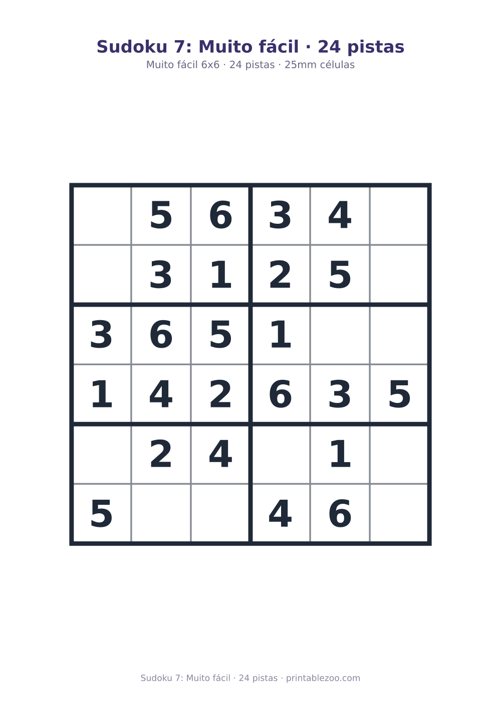 Prévia pronta para imprimir: Sudoku 7: Muito fácil · 24 pistas, catálogo nº 260201