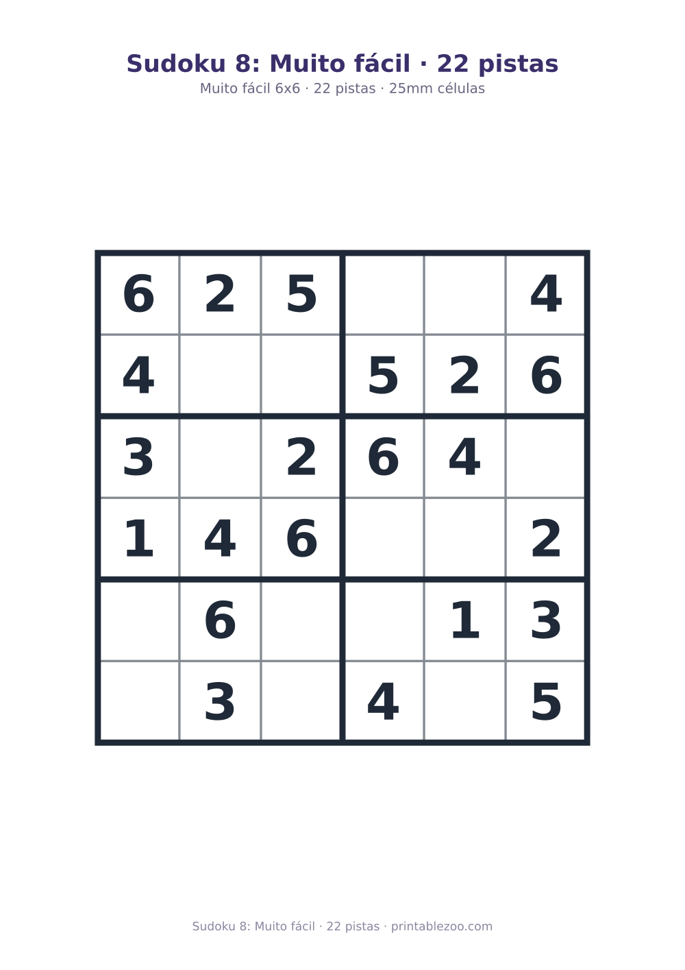 Prévia pronta para imprimir: Sudoku 8: Muito fácil · 22 pistas, catálogo nº 260202