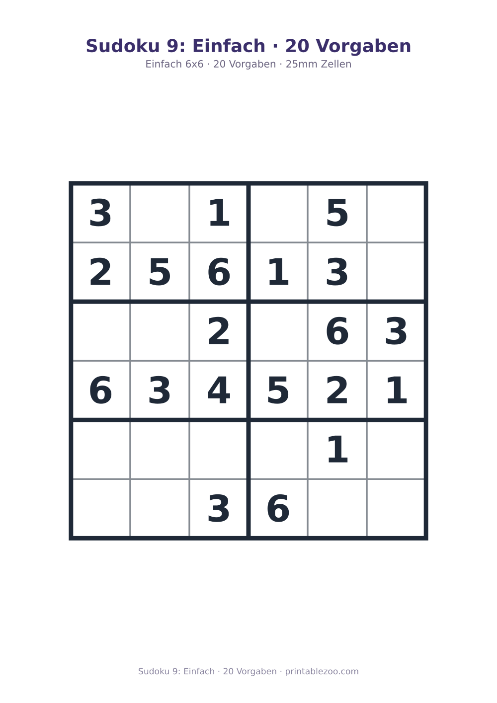 Sudoku 9: Einfach · 20 Vorgaben als druckfertige Vorschau, Katalognummer 260203