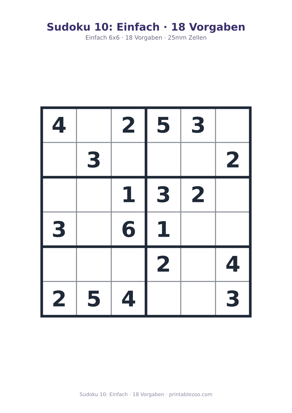 Sudoku 10: Einfach · 18 Vorgaben als druckfertige Vorschau, Katalognummer 260204