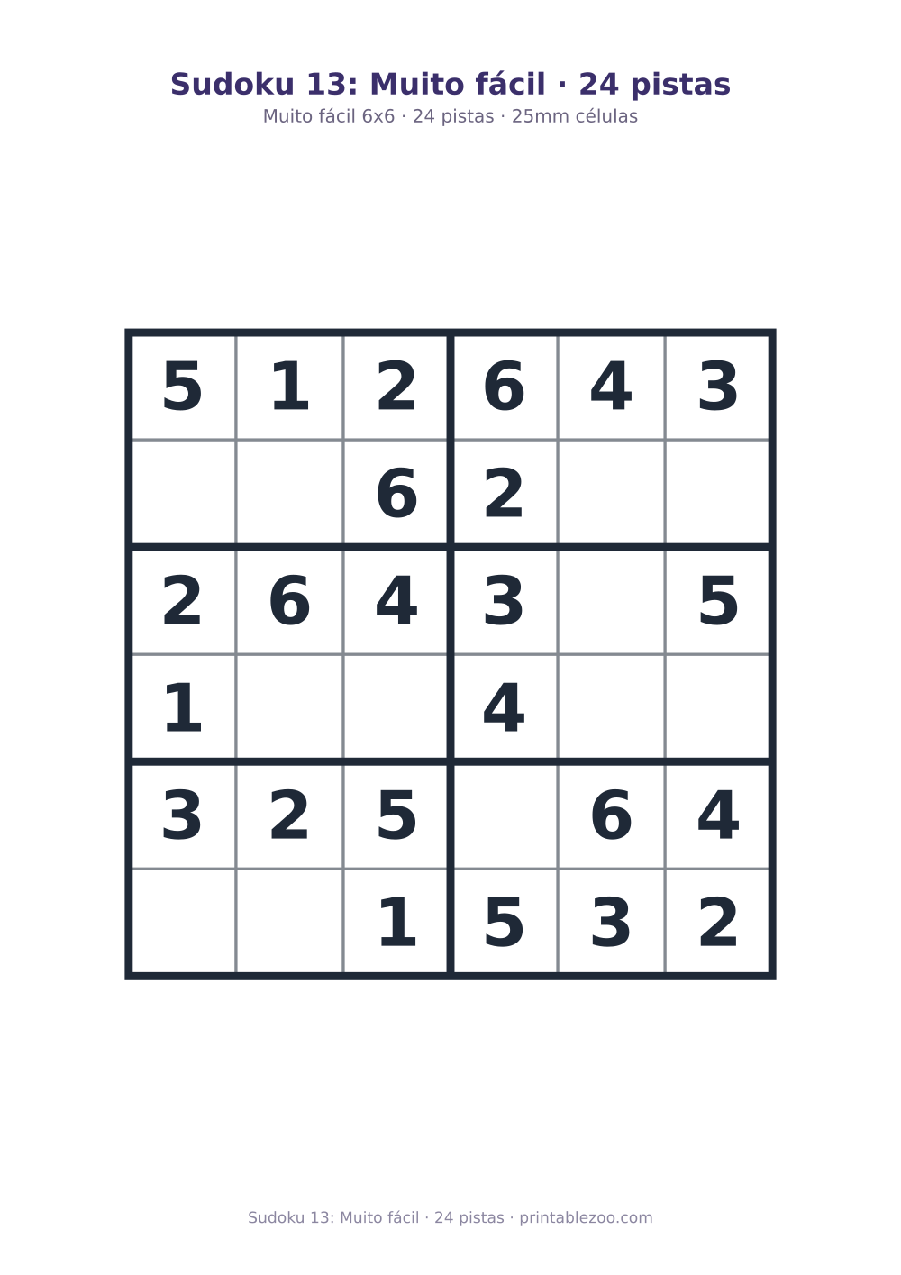 Prévia pronta para imprimir: Sudoku 13: Muito fácil · 24 pistas, catálogo nº 260301