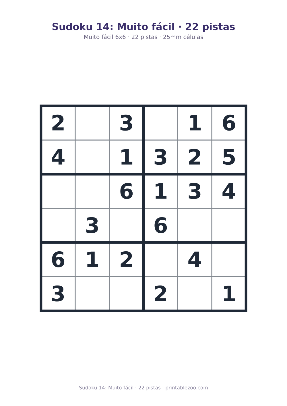 Prévia pronta para imprimir: Sudoku 14: Muito fácil · 22 pistas, catálogo nº 260302