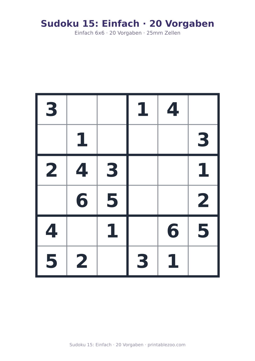 Sudoku 15: Einfach · 20 Vorgaben als druckfertige Vorschau, Katalognummer 260303