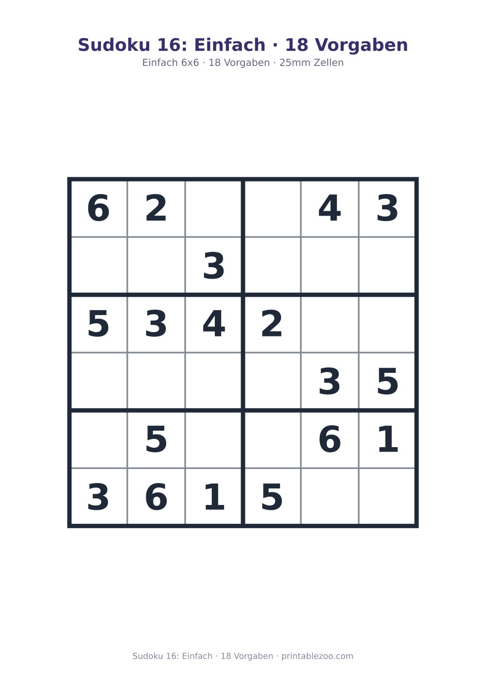 Sudoku 16: Einfach · 18 Vorgaben als druckfertige Vorschau, Katalognummer 260304