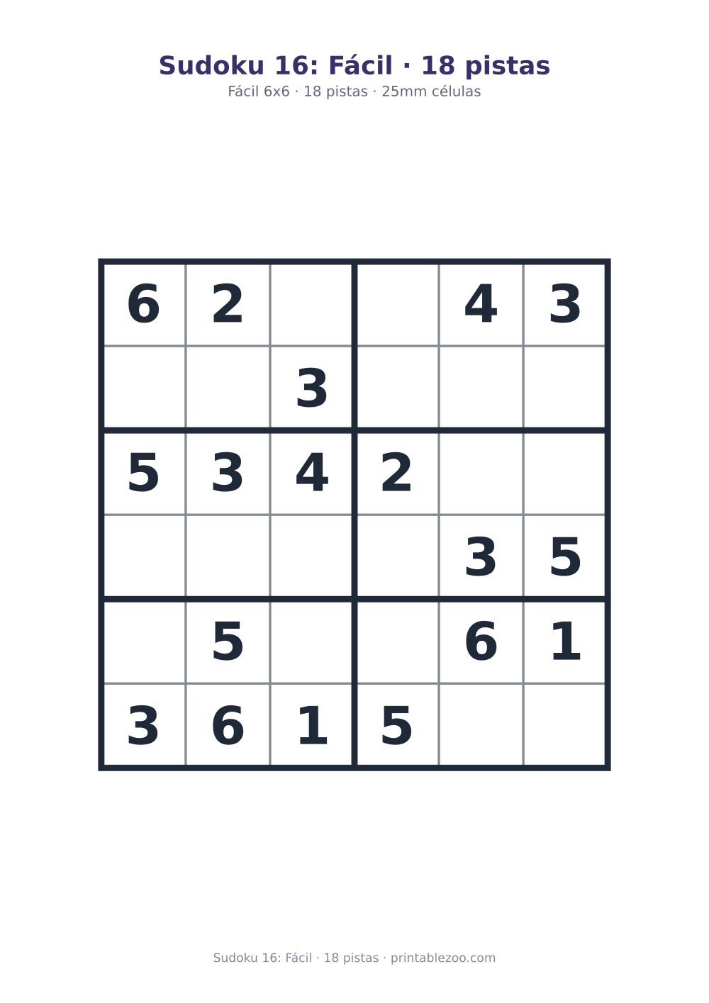 Prévia pronta para imprimir: Sudoku 16: Fácil · 18 pistas, catálogo nº 260304