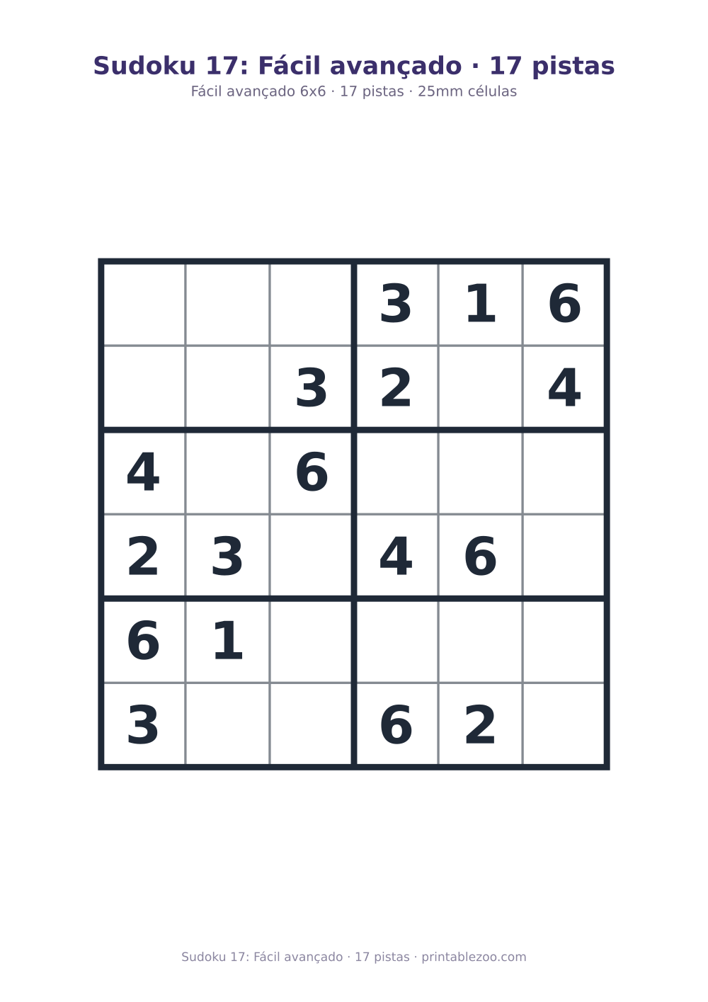 Prévia pronta para imprimir: Sudoku 17: Fácil avançado · 17 pistas, catálogo nº 260305