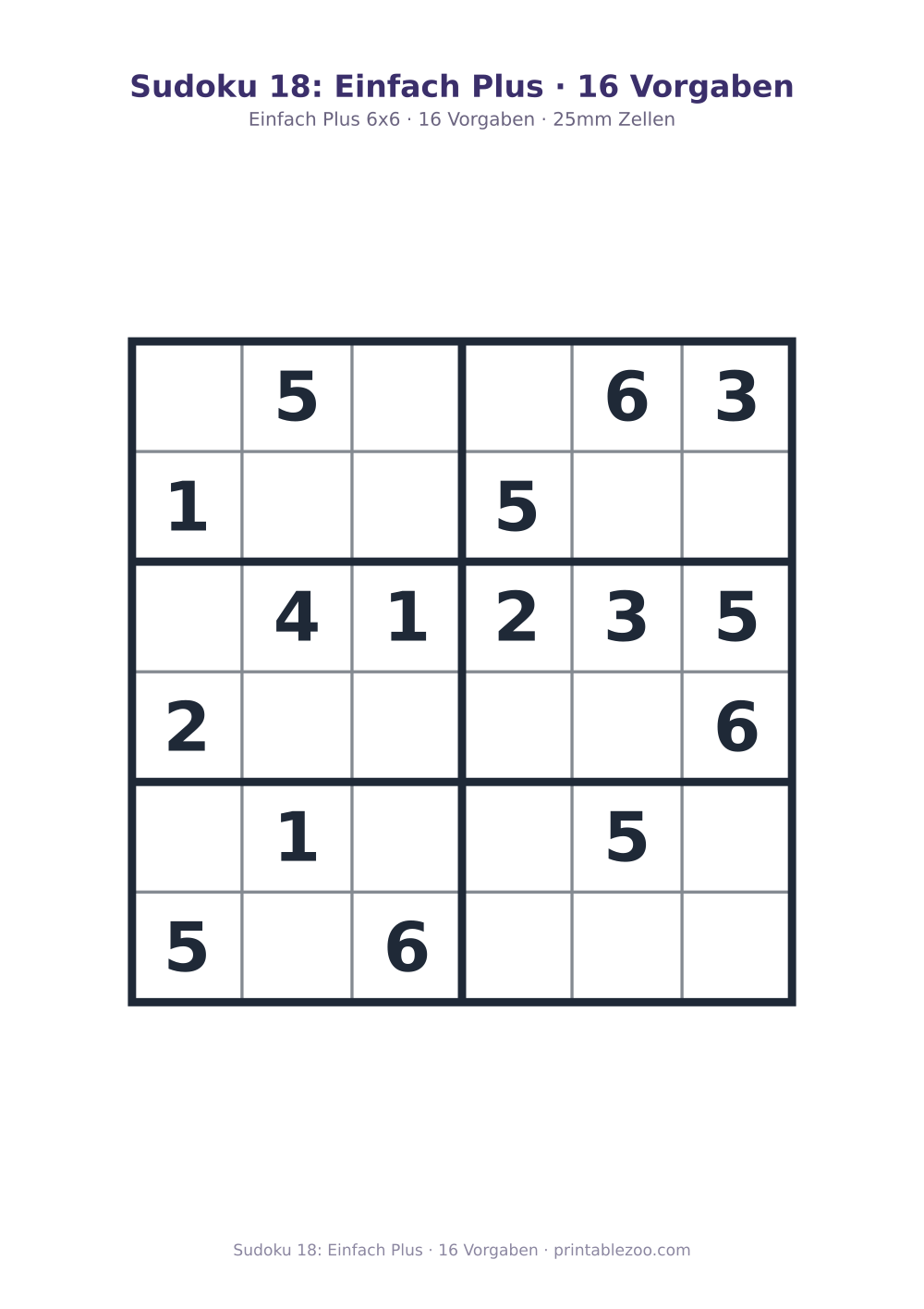 Sudoku 18: Einfach Plus · 16 Vorgaben als druckfertige Vorschau, Katalognummer 260306