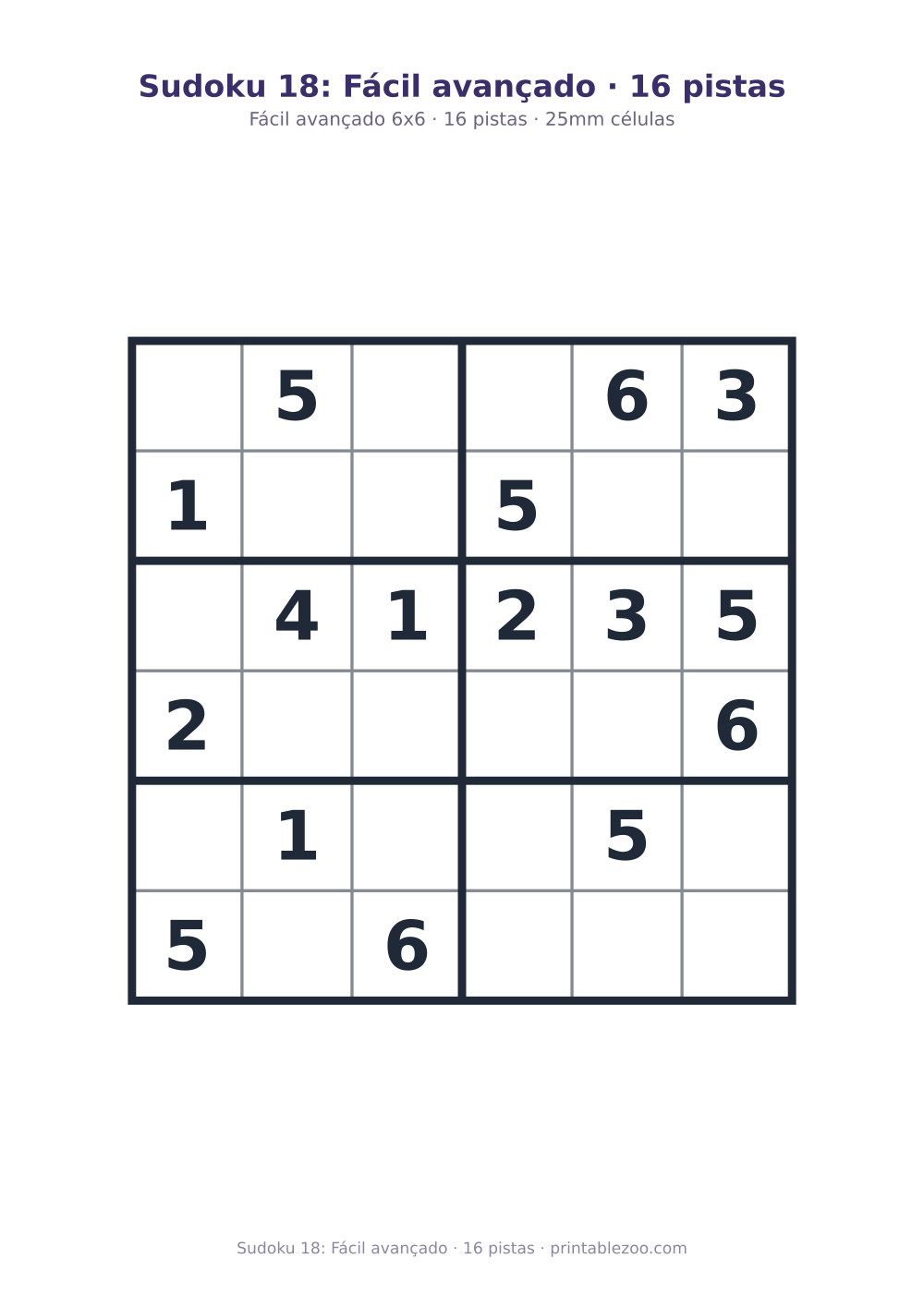Prévia pronta para imprimir: Sudoku 18: Fácil avançado · 16 pistas, catálogo nº 260306