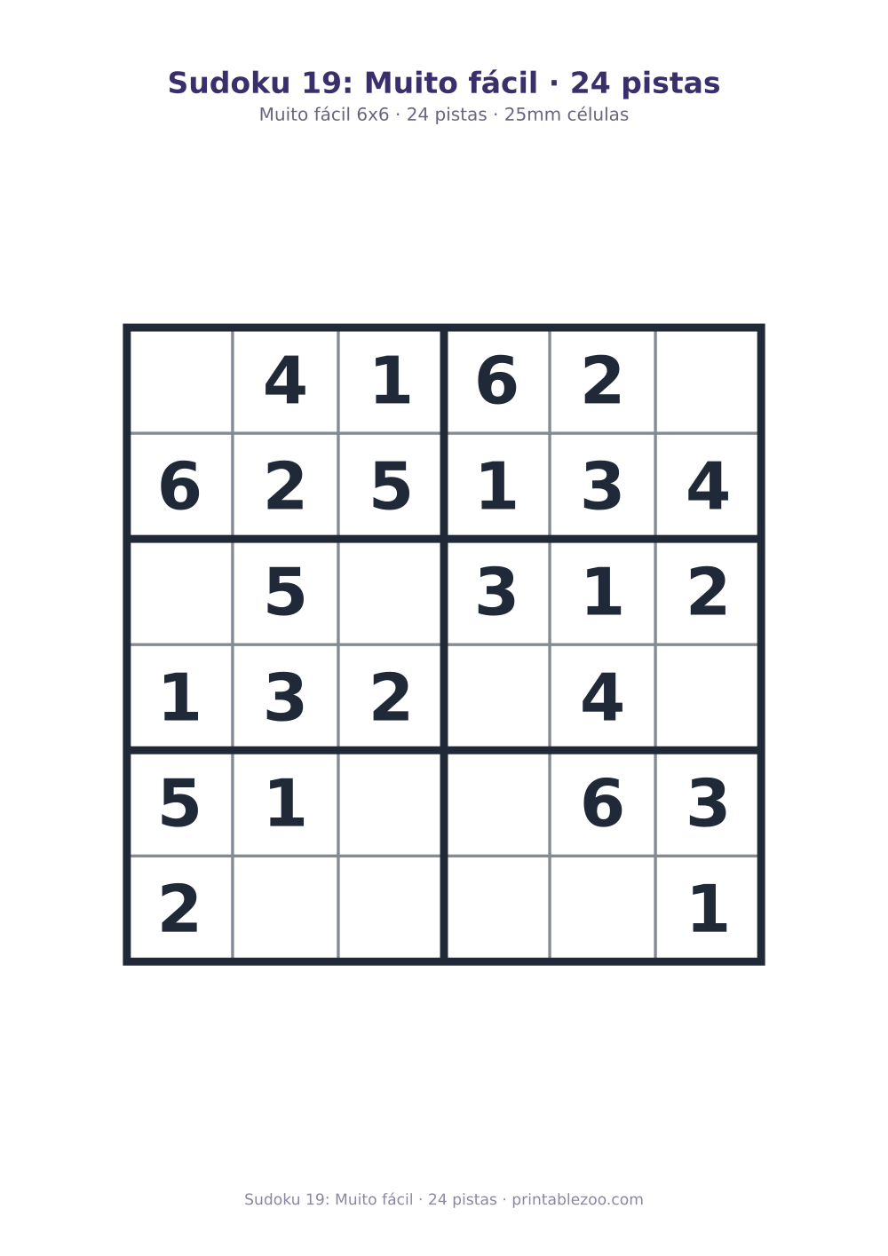 Prévia pronta para imprimir: Sudoku 19: Muito fácil · 24 pistas, catálogo nº 260401