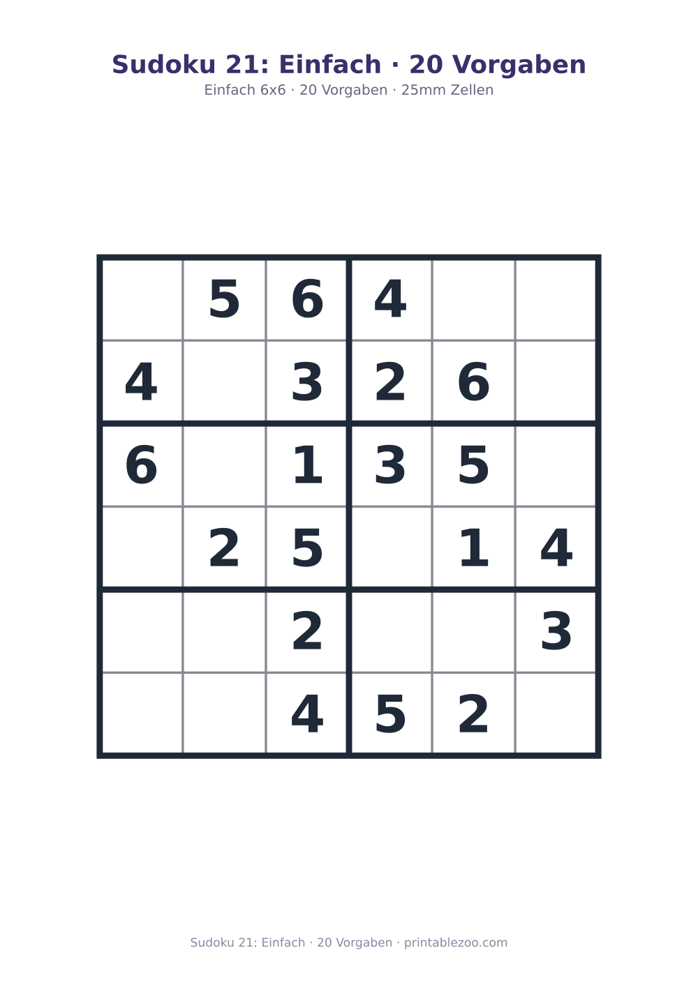 Sudoku 21: Einfach · 20 Vorgaben als druckfertige Vorschau, Katalognummer 260403