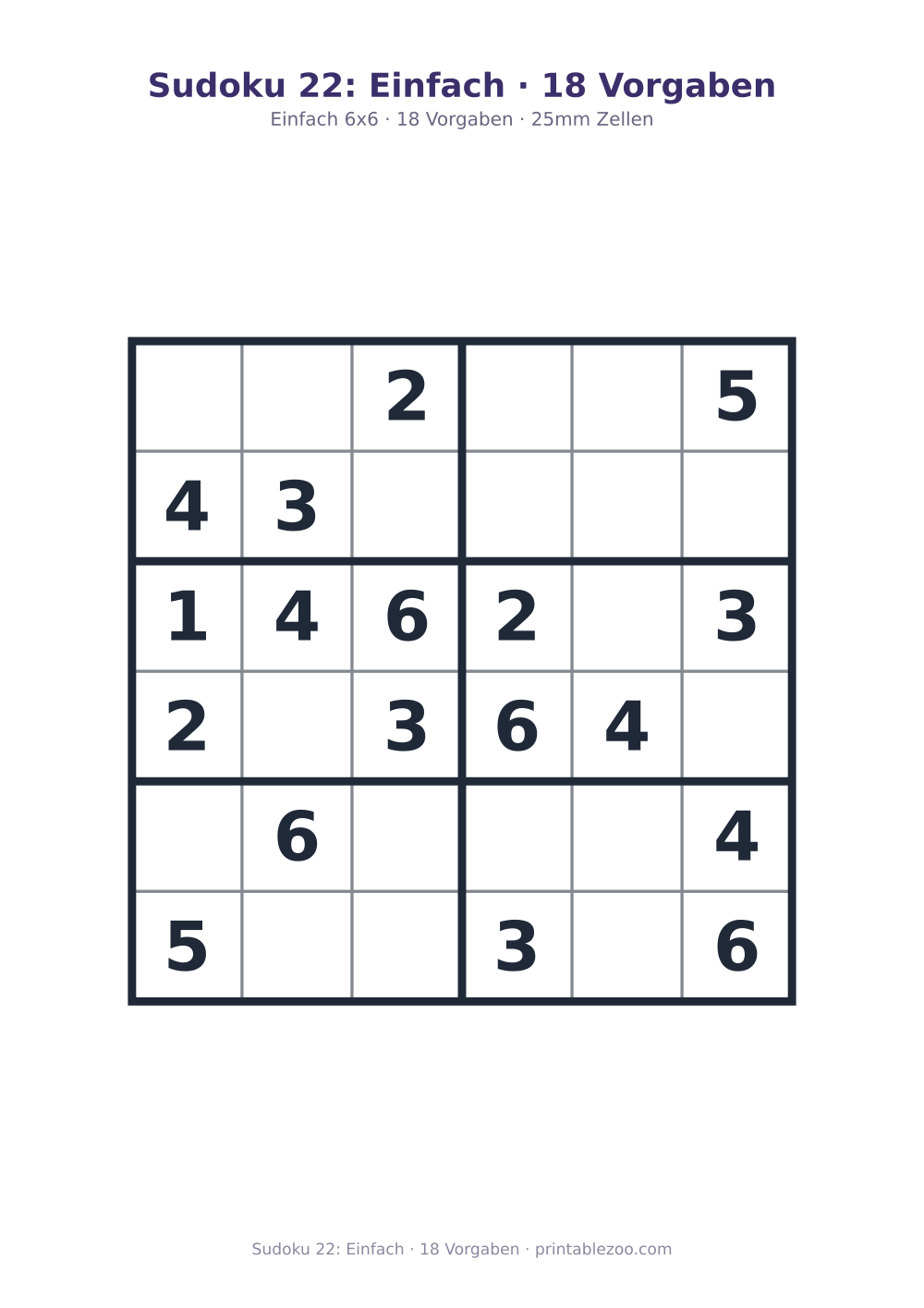 Sudoku 22: Einfach · 18 Vorgaben als druckfertige Vorschau, Katalognummer 260404