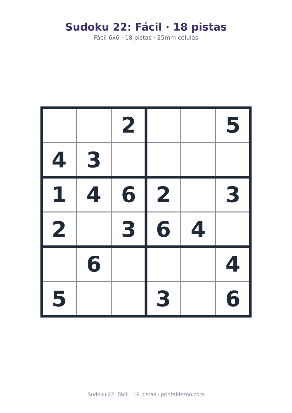 Prévia pronta para imprimir: Sudoku 22: Fácil · 18 pistas, catálogo nº 260404