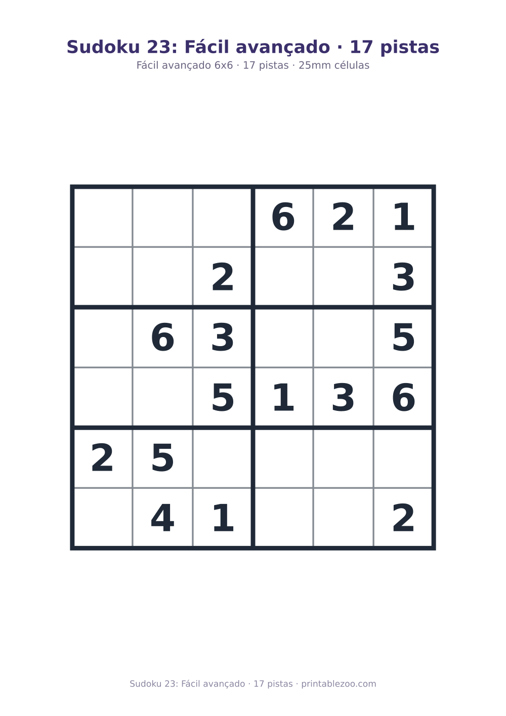 Prévia pronta para imprimir: Sudoku 23: Fácil avançado · 17 pistas, catálogo nº 260405
