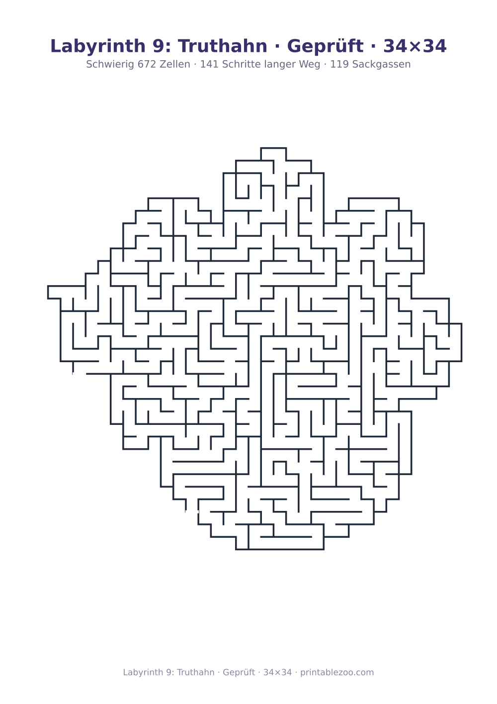 Labyrinth 9: Truthahn · Geprüft · 34×34 als druckfertige Vorschau, Katalognummer 159122