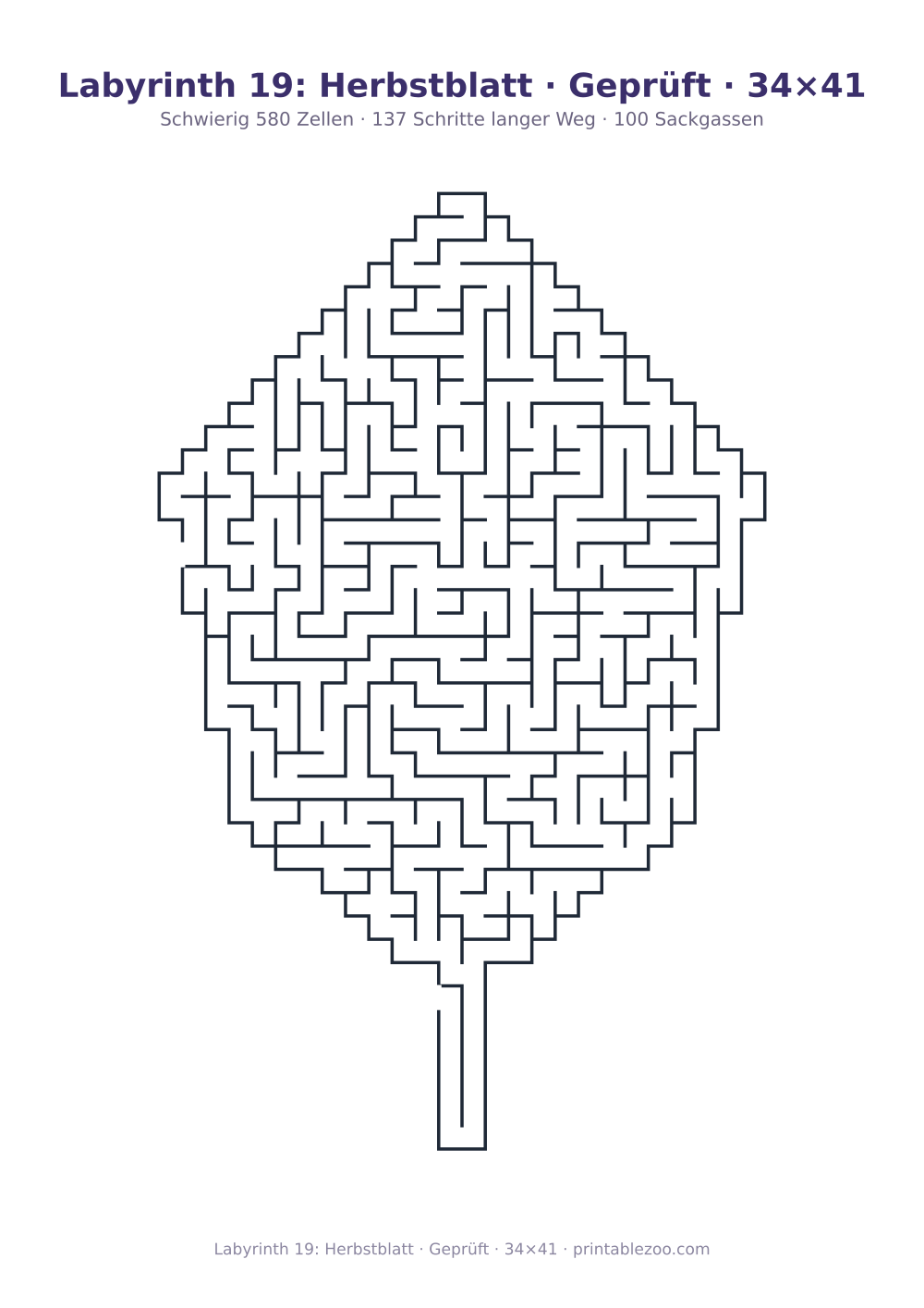 Labyrinth 19: Herbstblatt · Geprüft · 34×41 als druckfertige Vorschau, Katalognummer 159222