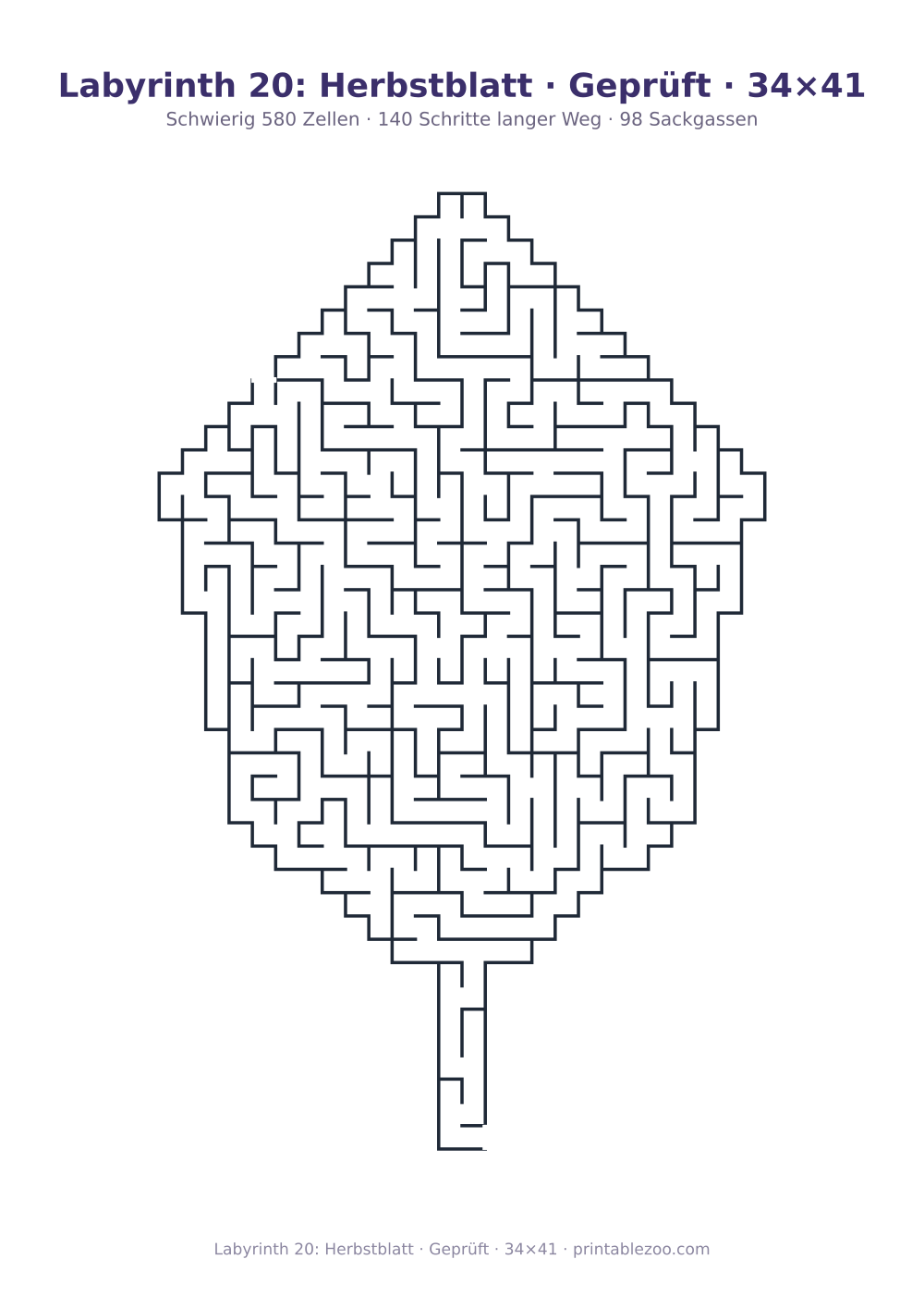Labyrinth 20: Herbstblatt · Geprüft · 34×41 als druckfertige Vorschau, Katalognummer 159223