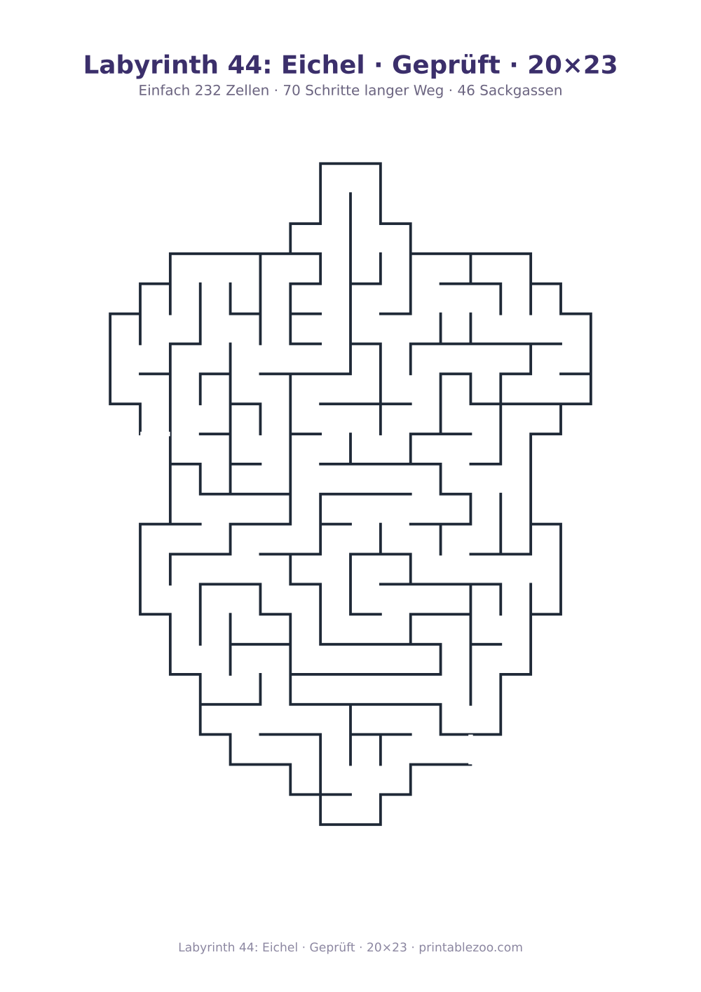 Labyrinth 44: Eichel · Geprüft · 20×23 als druckfertige Vorschau, Katalognummer 163302 Rätsel Nr. 163302.