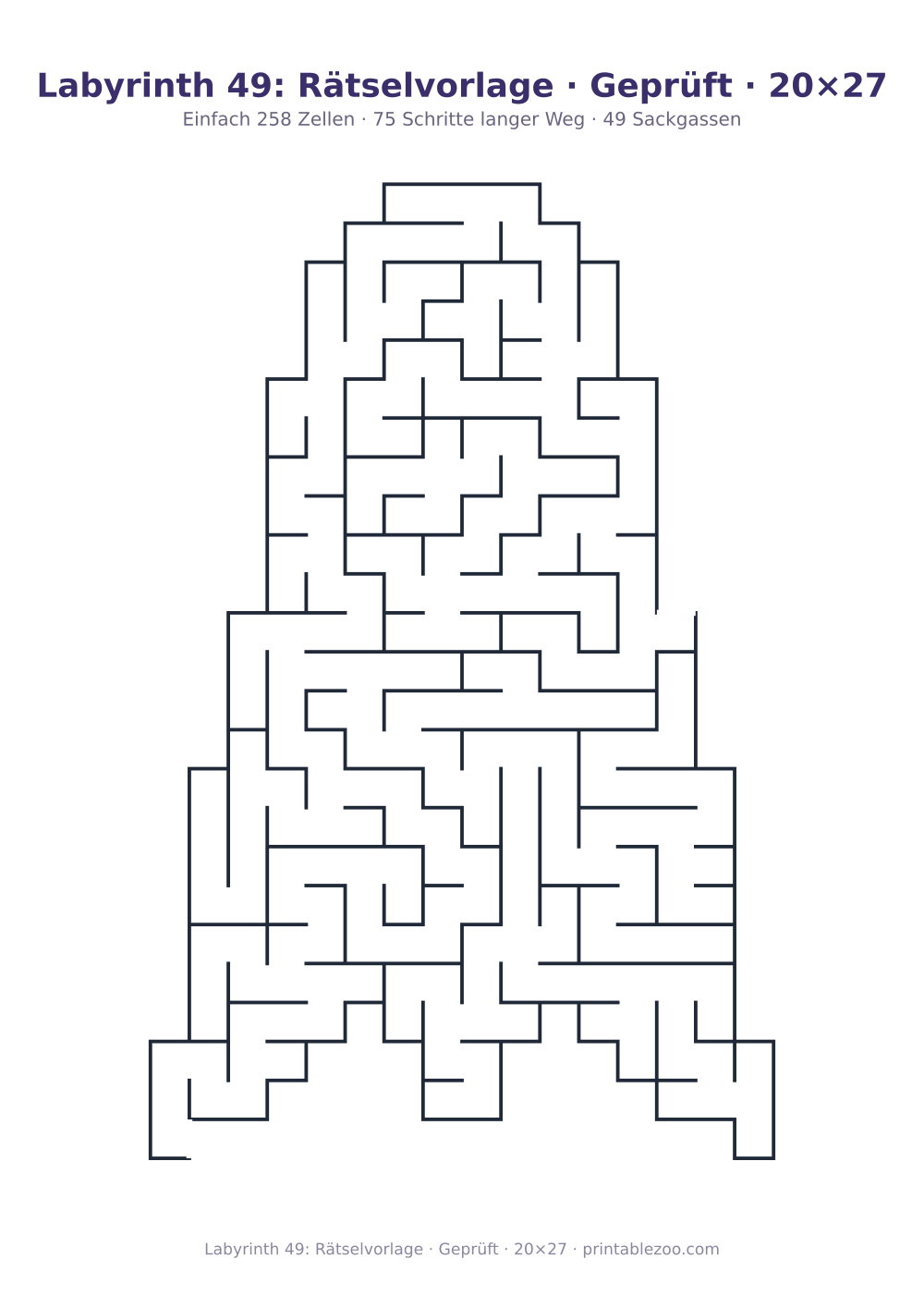 Labyrinth 49: Rätselvorlage · Geprüft · 20×27 als druckfertige Vorschau, Katalognummer 163401 Rätsel Nr. 163401.