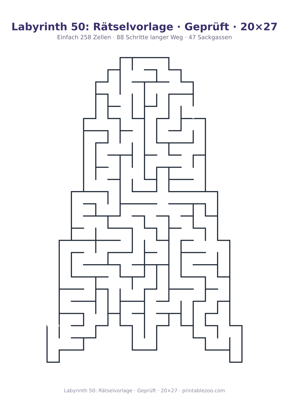 Labyrinth 50: Rätselvorlage · Geprüft · 20×27 als druckfertige Vorschau, Katalognummer 163402 Rätsel Nr. 163402.