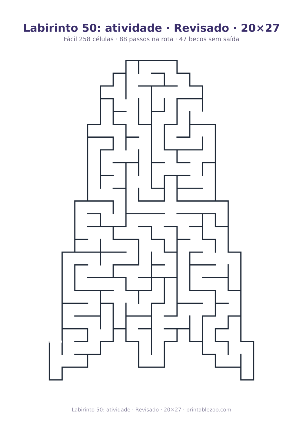 Prévia pronta para imprimir: Labirinto 50: atividade · Revisado · 20×27, catálogo nº 163402 Passatempo nº 163402.