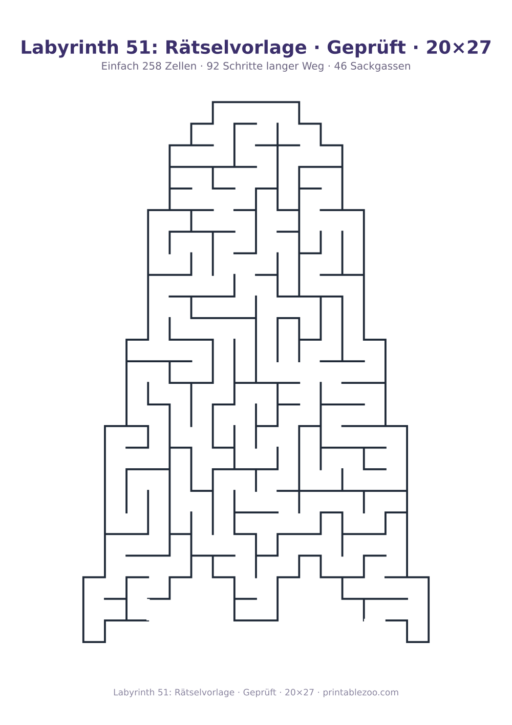 Labyrinth 51: Rätselvorlage · Geprüft · 20×27 als druckfertige Vorschau, Katalognummer 163403 Rätsel Nr. 163403.